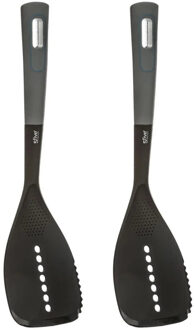 5five Keukengerei bakspatel/bakspaan - 2x - kunststof - zwart/grijs - 34 cm