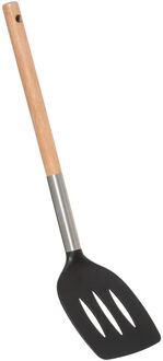 5five keukengerei Bakspatel/bakspaan - zwart kunststof/ hout - 35 cm