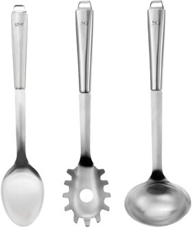 5five Keukengerei opscheplepels set - 3x - zilver - rvs - 32 cm - Keukengerei Zilverkleurig