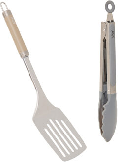 5five Keukengerei set Paris - keukentang - spatel - zilver/beige