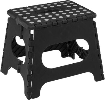 5five Keukenkrukje/opstapje - opvouwbaar - zwart - kunststof - 27 x 26 x 33 cm - huishoudkruk