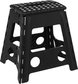 5five Keukenkrukje/opstapje - opvouwbaar - zwart - kunststof - 29 x 22 x 39 cm - huishoudkruk