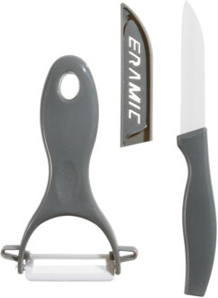 5five Keukenmesjes set - dunschiller met aardappelmesje - grijs - kunststof