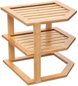 5five keukenrek/opbergrek/aanrecht organizer - 26 x 23 x 26 cm - bamboe hout - Keukenkastorganizer