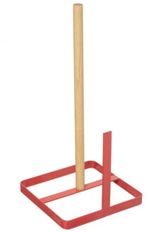 5five Keukenrolhouder - ijzer/hout - 15 x 30 cm - koraal roze - Keukenpapier houder