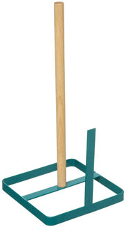 5five Keukenrolhouder ijzer/hout 15 x 30 cm petrol groen - Keukenrolhouders