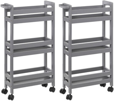 5five Keukentrolley - 2x - 3-laags - betongrijs - D15 x B40 x H75 cm - Opberg trolley