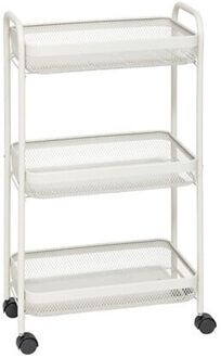 5five Keukentrolley - beige - mesh metaal - 80 x 47 x 27 cm - 3 niveaus - Maya serie - badkamer