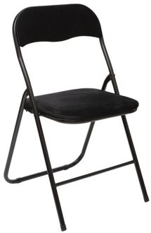 5five Klapstoel met fluweel zitting - zwart - 44 x 48 x 79 cm - metaal - Klapstoelen