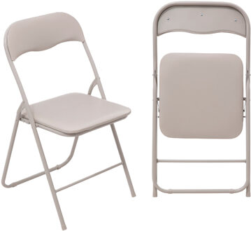 5five Klapstoel met pvc zitting - 2x - beige - 44 x 48 x 79 cm - metaal