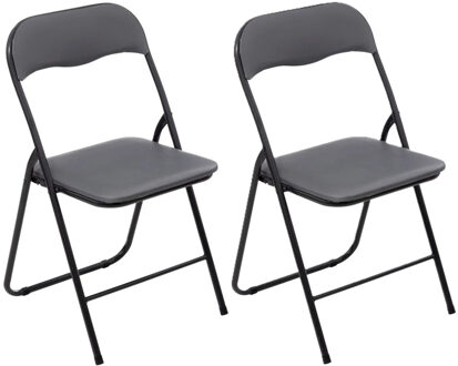 5five Klapstoel met pvc zitting - 2x - grijs - 44 x 48 x 79 cm - metaal