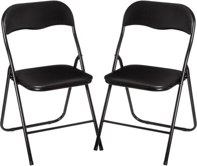 5five Klapstoel met pvc zitting - 2x stuks - zwart - 44 x 48 x 79 cm - metaal