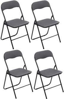 5five Klapstoel met pvc zitting - 4x - grijs - 44 x 48 x 79 cm - metaal