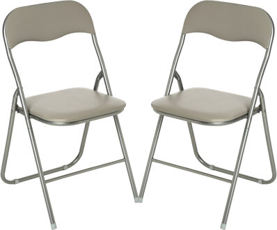 5five Klapstoel met pvc zitting - 6x stuks - beige - 44 x 48 x 79 cm - metaal