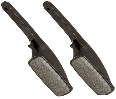 5five Kledingborstel/pluizenborstel zwart/wit - 2x - 25 cm - met roterende kop - Kleding borstel