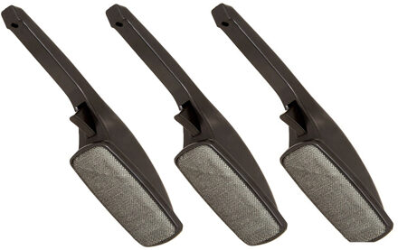 5five Kledingborstel/pluizenborstel zwart/wit - 3x - 25 cm - met roterende kop - Kleding borstel