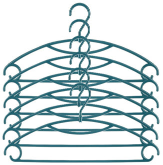 5five Kledinghangers - 16x stuks - geribbeld kunststof - petrol - 40 x 20 cm