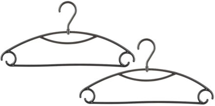 5five Kledinghangers - 24x stuks - geribbeld kunststof - zwart - 40 x 20 cm