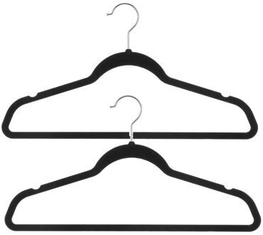 5five Kledinghangers - 24x - zwart - kunststof - 45 x 23 cm - kleerhangers