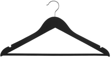 5five Kledinghangers - 3x - hout - rubber coating - zwart - 45 x 23 cm