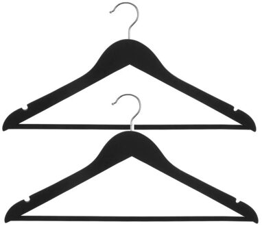 5five Kledinghangers - 6x - hout - rubber coating - zwart - 45 x 23 cm