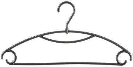 5five Kledinghangers - 8x stuks - geribbeld kunststof - zwart - 40 x 20 cm