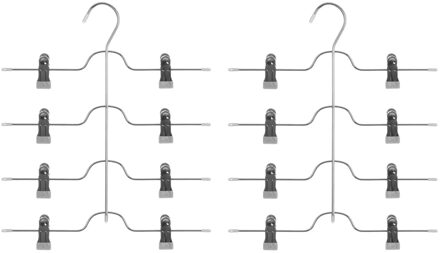 5five Kledinghangers met clips - voor broeken - 12x stuks - 32 x 38 cm - metaal - broekenhangers