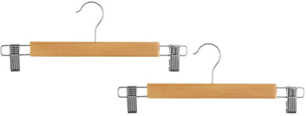 5five Kledinghangers - voor broeken - 12x Stuks - 34 x 12 cm - naturel - klemhanger