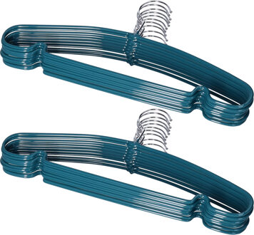 5five Kledinghangers - Voordeelset van 20x stuks - metaal - blauw - 39 x 19 cm
