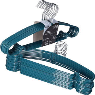 5five Kledinghangers - Voordeelset van 30x stuks - metaal - blauw - 39 x 19 cm