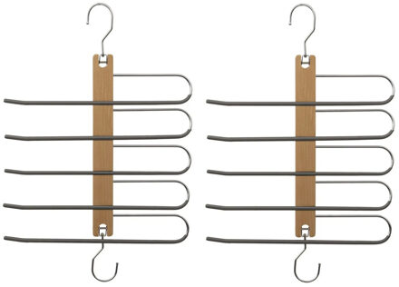 5five Kledingkast - Set van 2x stuks - 5 broeken - 33 x 49 cm - kleerhangers/broekhangers
