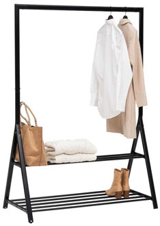 5five Kledingrek Athene met enkele hang stang - metaal - zwart - 121 x 56 x 167 cm - 2 planken