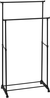 5five Kledingrek met dubbele stangen - kunststof/metaal - zwart - 80 x 34 x 160 cm