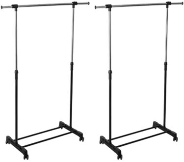 5five Kledingrek met enkele stang - 2x - kunststof/metaal - zwart - 120 x 42 x 165 cm