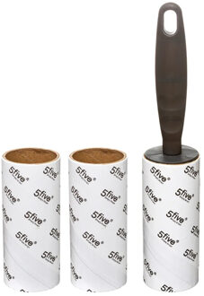 5five Kledingroller/kleefroller - grijs - 21 cm - 10 vellen met 2x extra rollen