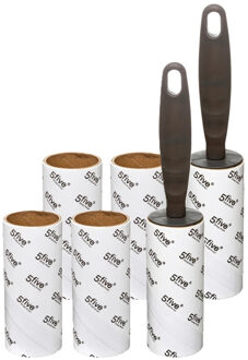 5five Kledingroller/kleefroller - grijs - 21 cm - 10 vellen met 6x extra rollen