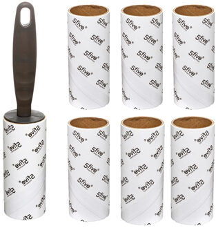 5five Kledingroller/kleefroller - grijs - 21 cm - 7 rollen - pluizenverwijderaar