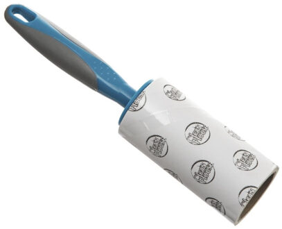 5five Kledingroller/kleefroller grijs/blauw 21 cm met 60 vellen