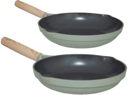 5five Koekenpan Horizon - set van 2 - 24 cm/28 cm - Alle warmtebronnen - anti-aanbaklaag - groen