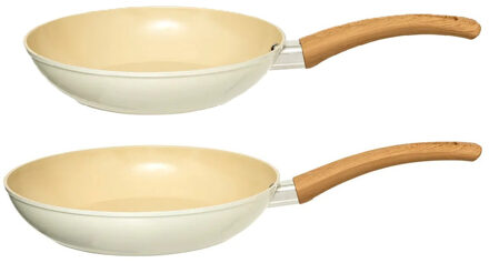 5five Koekenpannen set Harmony - Alle warmtebronnen - Beige - Dia 24/20 cm - handvat bakeliet - aluminium