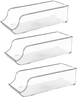 5five Koelkast/keuken organizer bak - 3x - transparant - kunststof - L34,5 x H10