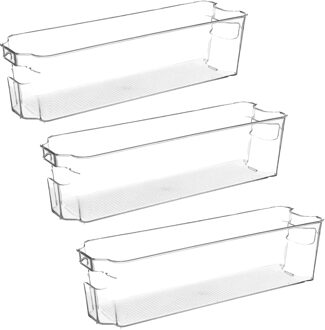 5five Koelkast/keuken organizer bak - 3x - transparant - kunststof - L37 x H10