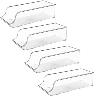 5five Koelkast/keuken organizer bak - 4x - transparant - kunststof - L34,5 x H10