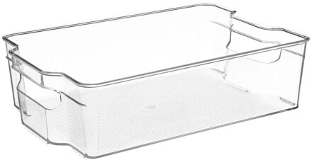 5five Koelkast/keuken organizer bak - transparant - kunststof - L31 x B21 x H9 cm - groente lade