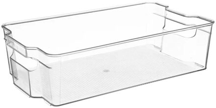 5five Koelkast/keuken organizer bak - transparant - kunststof - L37 x B21 x H10 cm - groente lade