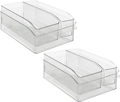 5five Koelkast/keuken organizer set - 2x - transparant - kunststof - L30 x H9