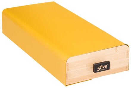 5five Koffie cup/capsule houder/dispenser lade - bamboe hout/metaal - geel - voor 30 capsules