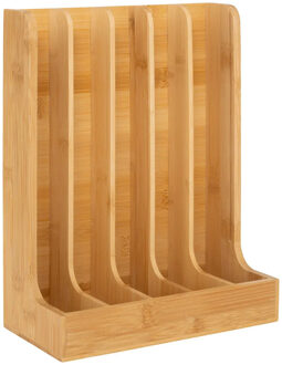 5five Koffie cups/capsules houder dispenser - bamboe hout - 23 x 11 x 29 cm - voor 70 capsules