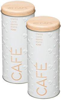 5five Koffie pads voorraadbus/bewaarblik - 2x - metaal - 18 x 8 cm - voor 20 pads