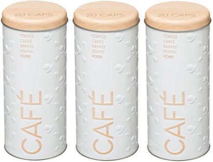 5five Koffie pads voorraadbus/bewaarblik - 3x - metaal - 18 x 8 cm - voor 20 pads